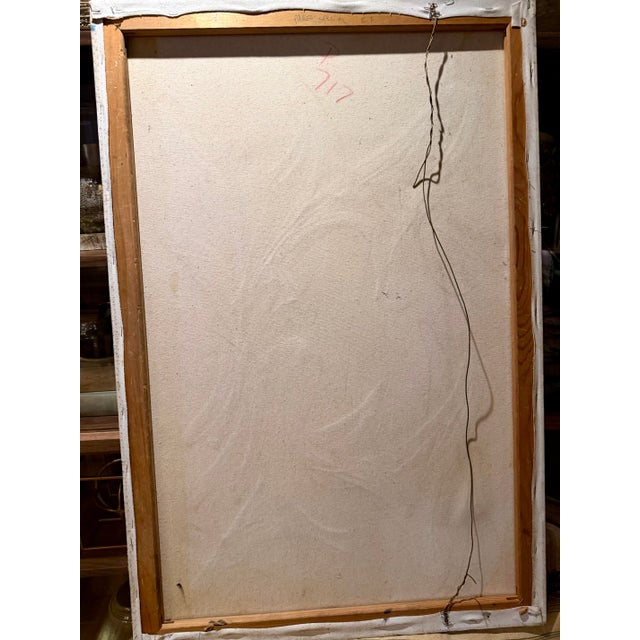 Textile Large Vintage Mid-Century Modern Abstract 36x24 Original Impasto Painting by Valdez For Sale - Image 7 of 12