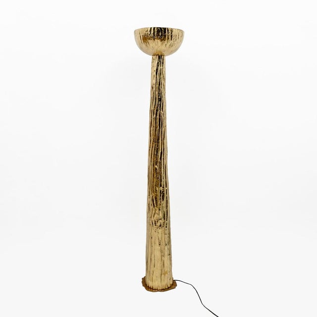 Torchère Style Hammered Brass Floor Lamp, Italy, 2000 For Sale - Image 9 of 9