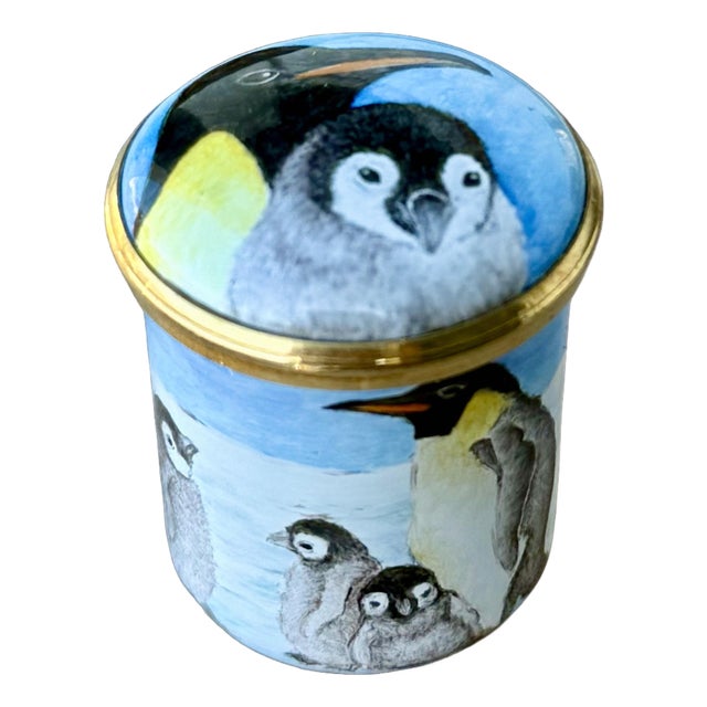 Elliot Hall Enamels Penguins Arctic Wildlife Trinket Box by E. Todd, Limited Edition 1/1 For Sale