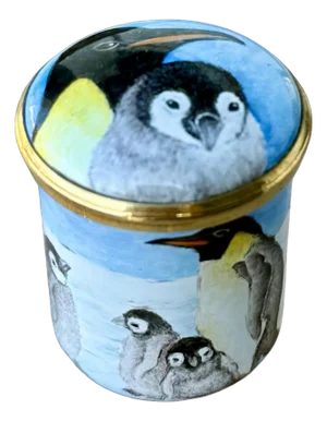 Elliot Hall Enamels Penguins Arctic Wildlife Trinket Box by E. Todd, Limited Edition 1/1