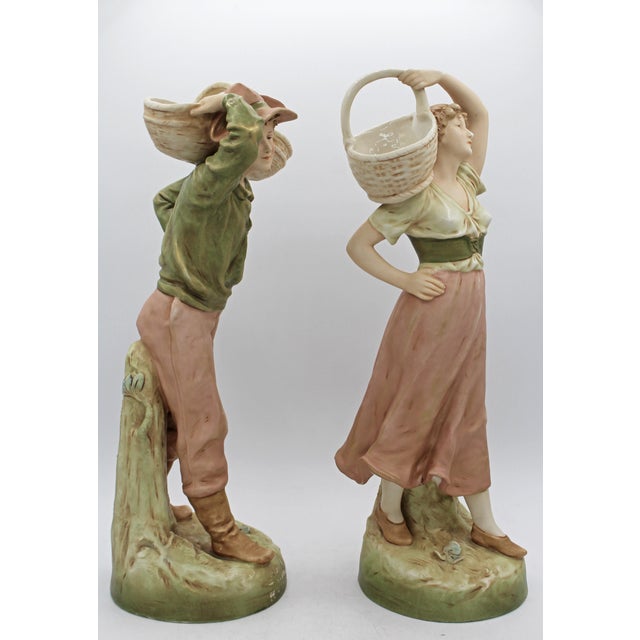 Art Nouveau 1912-1918 Pair of Royal Dux Bohemia Porcelain Figures For Sale - Image 3 of 12