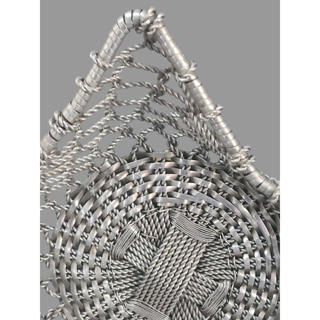 Vintage Contemporary Aluminum Star Shaped Woven Wire Basket For Sale - Image 6 of 9
