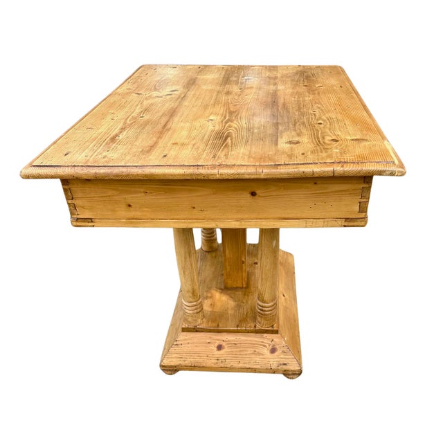 19th Century Antique English 19th Century White Pine Parlor Table For Sale - Image 5 of 10