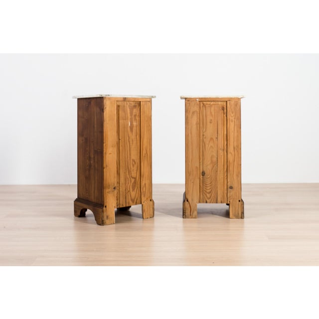 Art Nouveau German Ash Bedside Cabinets with Marble Tops, 1910, Set of 2 For Sale - Image 11 of 17