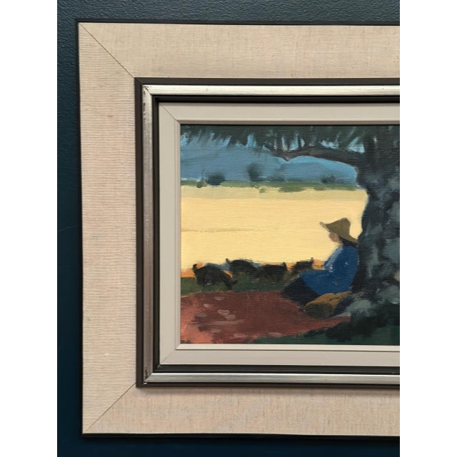 Original Swedish Oil on Canvas – “Shepherd” by Stig Wernheden – Signed – Vintage & Framed – 62 × 46.5 cm (24.4" × 18.3")...