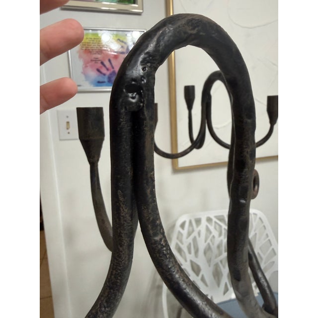 Vintage Hand-Wrought Iron Sculptural Candelabra, Pair For Sale - Image 16 of 18