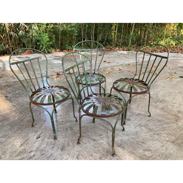 Francois Carre Distressed Petite Garden Chairs - Set of 4 For Sale - Image 10 of 12
