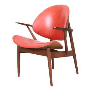Mid-Century Leather "Clam Shell" Armchair by Seymour J. Wiener for Kodawood For Sale