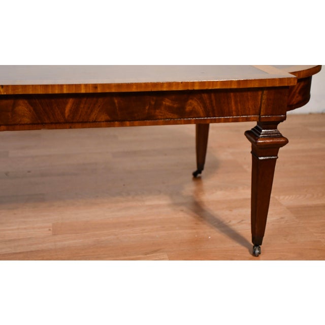 1930s English Regency Mahogany & Satinwood , Leather Top Coffee Table For Sale - Image 10 of 15