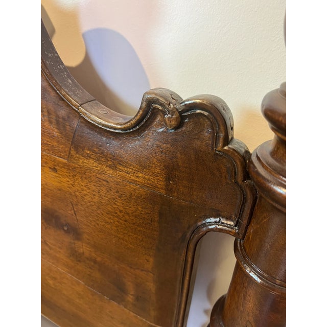 Antique Italian Twin Walnut Bed With Hand Carved Columns at Headboard and Footboard For Sale - Image 9 of 12