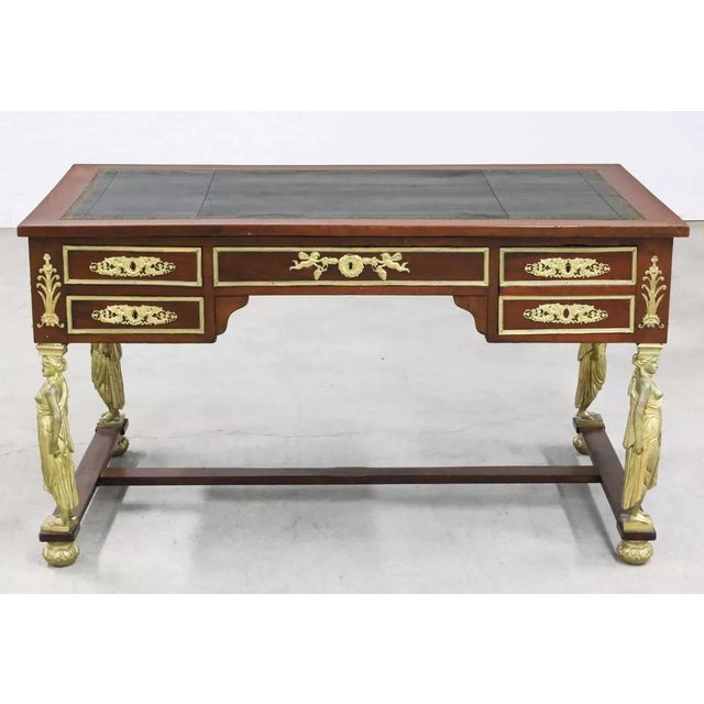 Gorgeous 1800's Antique French Empire, Bronze Mtd, Leather Slides, Mahogany, Bureau Desk!! Antique Bureau, French Empire,...