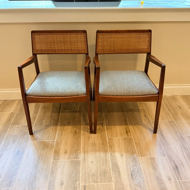 Pair Mid Century Walnut C140 “Playboy Chairs” by Jens Risom For Sale - Image 12 of 12