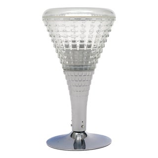 Italian Modernist Floor Lamp, Chrome and Glass, Circa 1970 For Sale
