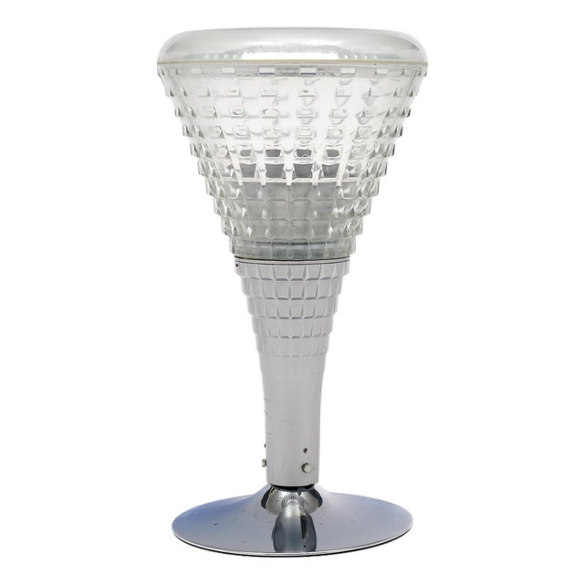 Italian Modernist Floor Lamp, Chrome and Glass, Circa 1970 For Sale