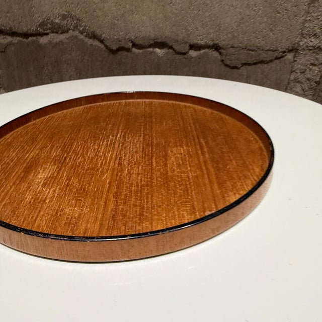 Mid-Century Modern Mid-Century Round Teak Wood Serving Tray Japan Scandinavian Design For Sale - Image 3 of 11