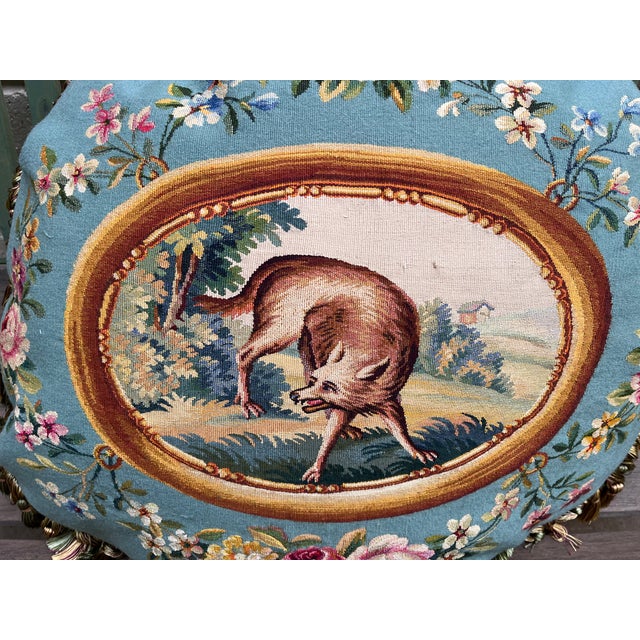 Large Wool & Silk Tapestry Pillow – Les Fables De La Fontaine For Sale - Image 4 of 9