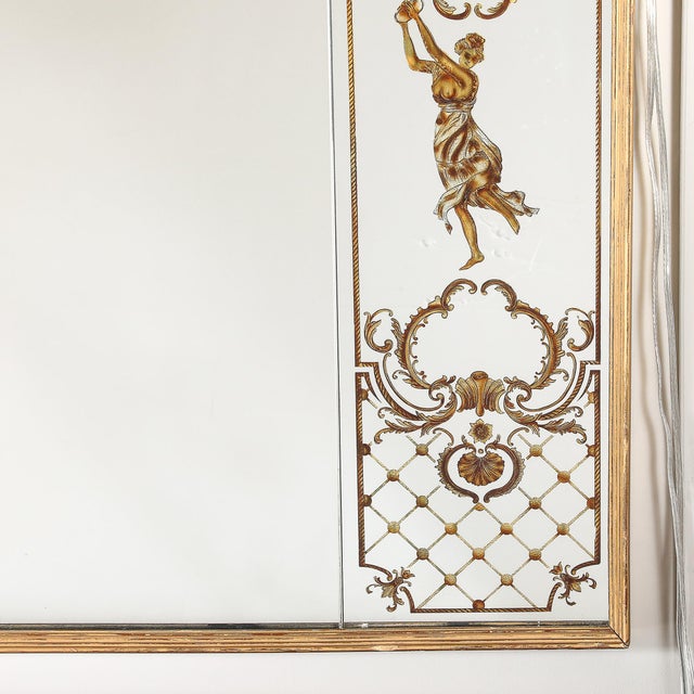 Art Deco Giltwood Wall Mirror With Ornate Eglomise Border & Mythological Motifs For Sale In New York - Image 6 of 12