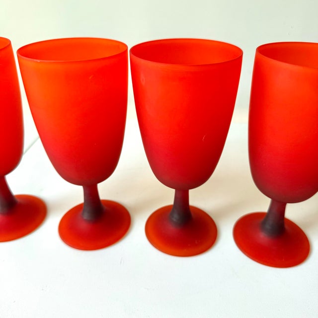 1970s Satin Glass Goblets - Set of Five For Sale In Charleston - Image 6 of 8