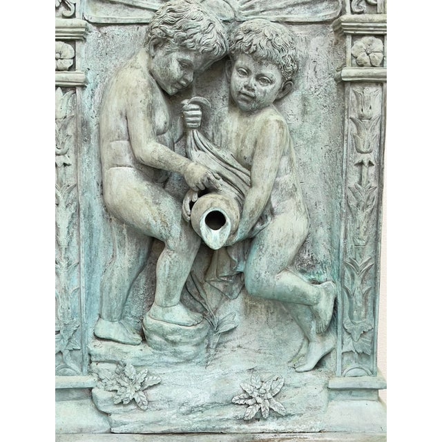 Celadon Bronze Fountain Cherubs Holding Water Jugs For Sale - Image 8 of 10