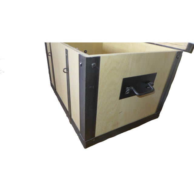 Modern 1980s Wood and Iron Chest For Sale - Image 3 of 6