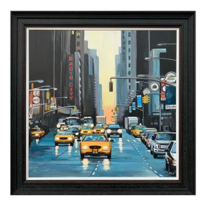 Radio City New York Nyc Sunset - Unique Original Art by Contemporary British Urban Landscape Artist,