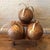 This set of 3 large, impressive painted steel decorative ball ornaments is from a Macy’s Department store display, circa...