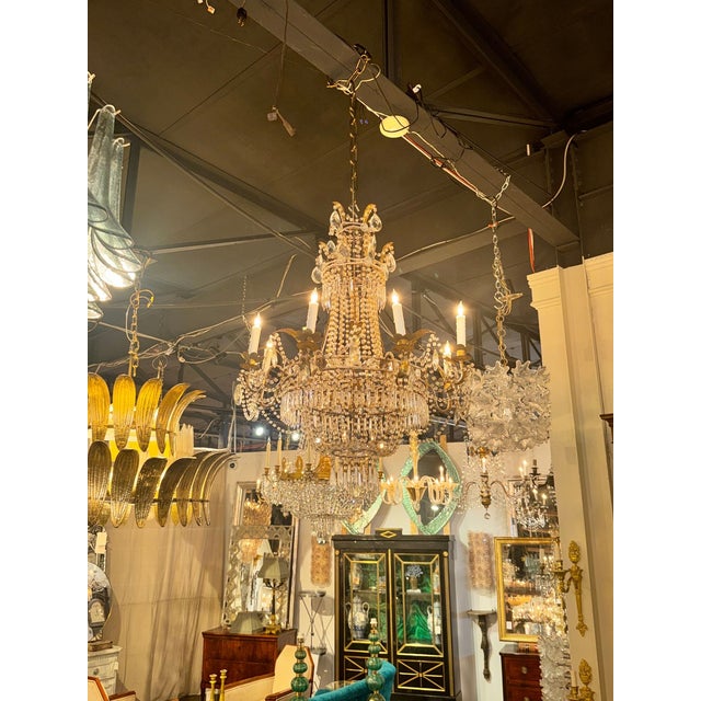 The French Empire Crystal Basket Chandelier is a stylish and elegant lighting fixture perfect for various indoor spaces....