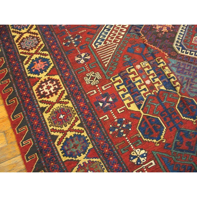 Outstanding Red Rust Color With Geometric Design Antique Caucasian Sumak Rug For Sale - Image 4 of 5