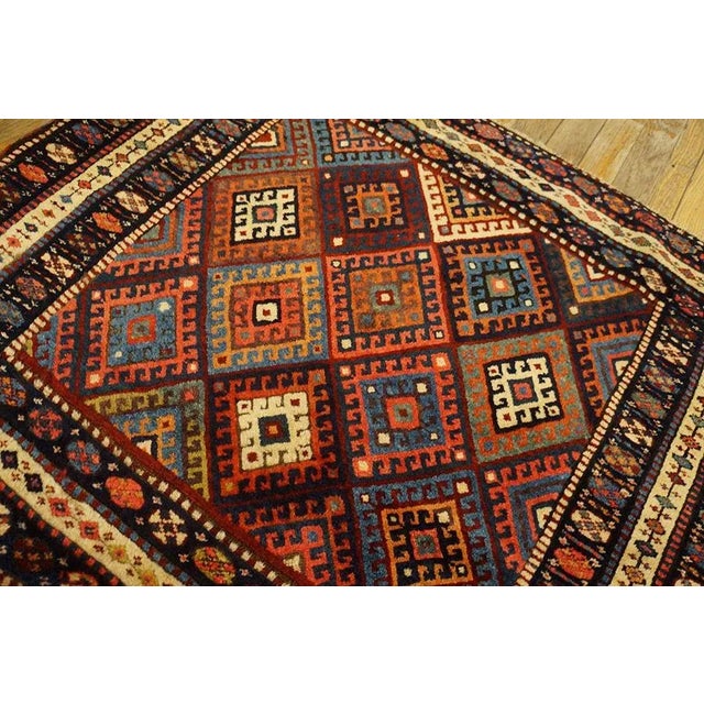 Antique Kurdish Geometric Multicolor 1890s Square Rug For Sale - Image 9 of 12
