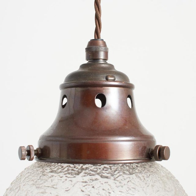 Antique Brass Acorn Pendant Light from Holophane, 1930s For Sale - Image 3 of 6