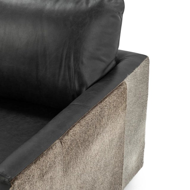 2020s Black Leather & Hide Accent Chair For Sale - Image 5 of 6