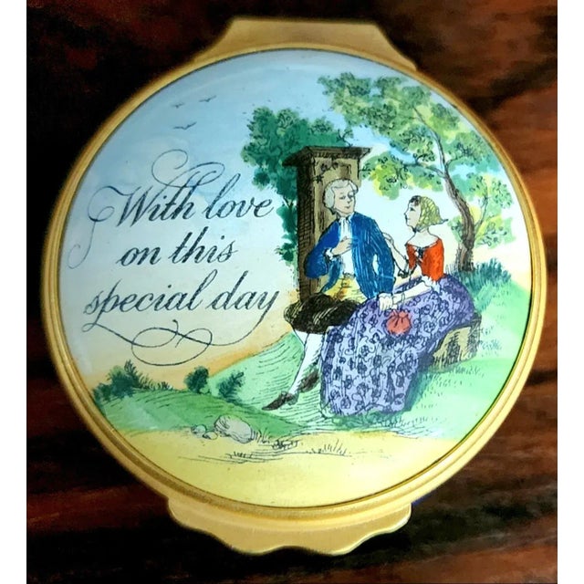 Bilston & Battersea English Fine Enamel Round Box W/Lid For Sale - Image 4 of 9