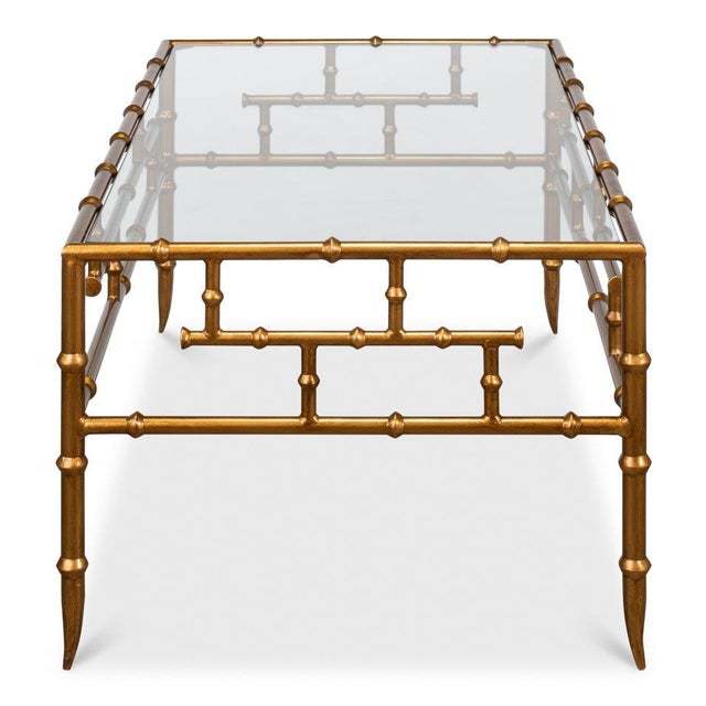 Brown Faux Bamboo Metal Coffee Table by Sarreid LTD For Sale - Image 8 of 11