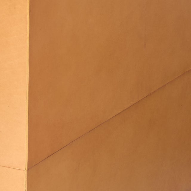 Transitional Waterfall Metal & Leather Side Table, Natural For Sale - Image 3 of 4