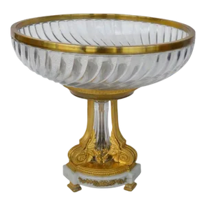 Late 19th Century Baccarat d'Ore Bronze and Glass Center Piece