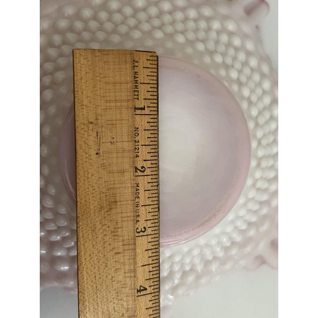 Pink Mid 20th Century Bowl Pink Glow Hobnail Ruffled Fenton Cased Glass 4" Tall 10" Vantage For Sale - Image 8 of 13