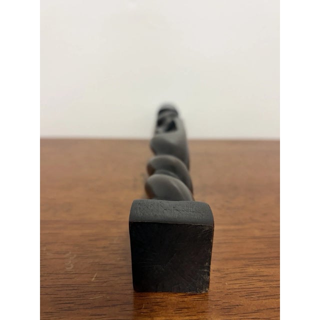 Brown Vintage Hand-Carved Dark Wood Figural Candlestick, 12 Inch For Sale - Image 8 of 10