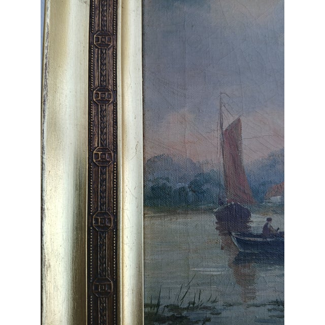 Adrien Dutrey, Sailboats on the Shore, 1890s, Oil on Canvas For Sale - Image 14 of 17