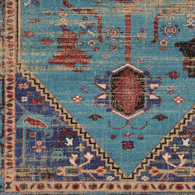 Vintage Style Blue / Beige Persian Rug For Sale - Image 4 of 6