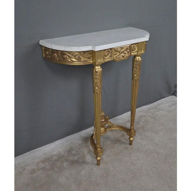 Louis XVI Console Table in Marble and Giltwood, 20th Century For Sale - Image 3 of 17