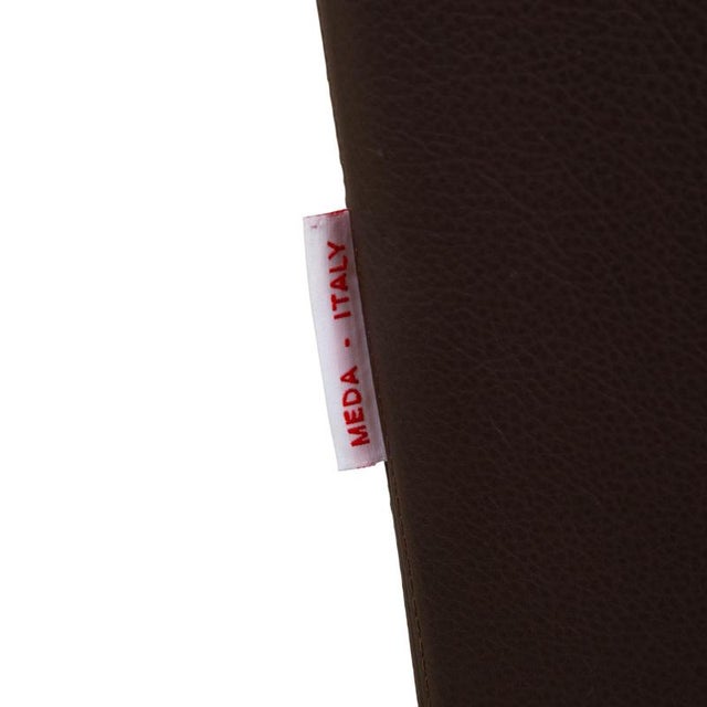 Brown Flexform Boss Leather Armchair Brown Swivel Chair Manual Function For Sale - Image 8 of 13