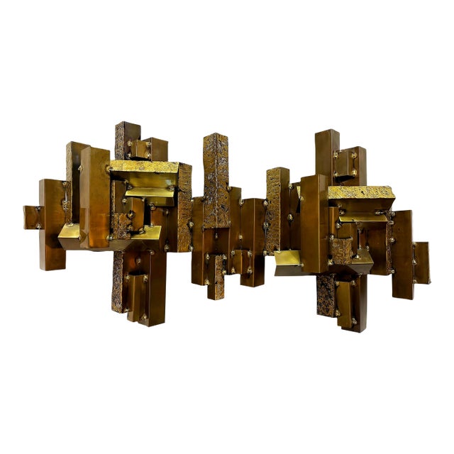 Large Curtis Jeré Vintage Brutalist Cityscape Wall Sculpture For Sale