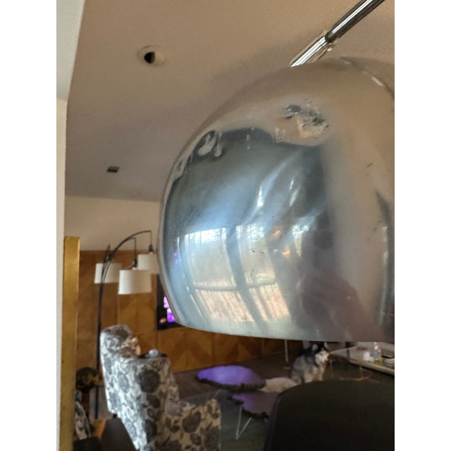 Vintage Mid-Century Modern Chrome Silver Arc Floor Lamp Eyeball Orb Globe For Sale In Fayetteville, AR - Image 6 of 11
