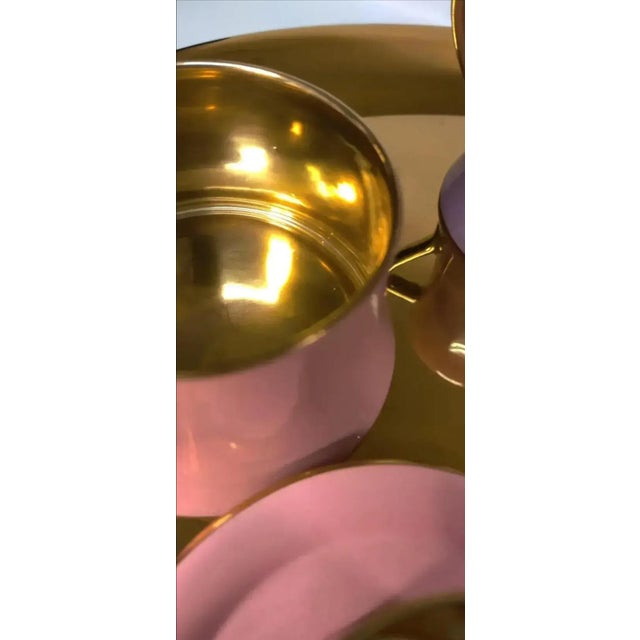 1940s Carlton Ware Pink Demitasse Set With Gold Gilt Trim- 11 Pieces For Sale - Image 12 of 15