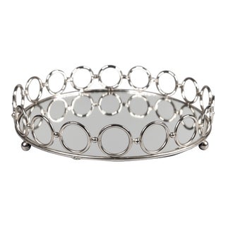 Art Deco Chrome Mirror Gallery Bar Tray For Sale