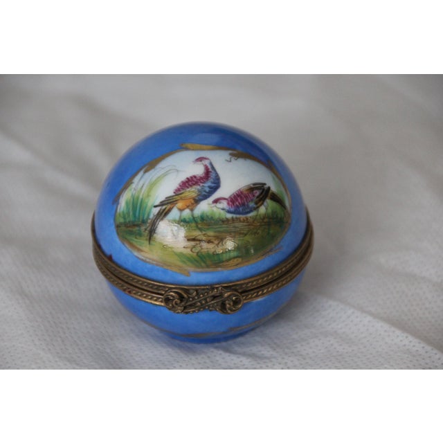 Blue Limoges Porcelain Clock Box with Pheasant Decor, 1970s For Sale - Image 14 of 14