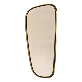 Mid-Century Mirror with Brass Frame, 1950s For Sale