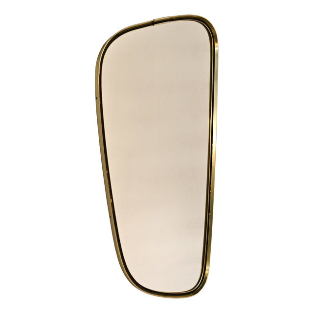 Mid-Century Mirror with Brass Frame, 1950s For Sale