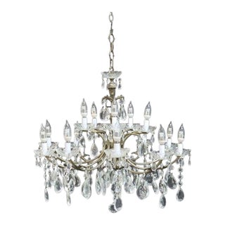Crystal & Gilt Bronze 15-Light Chandelier C1940 For Sale