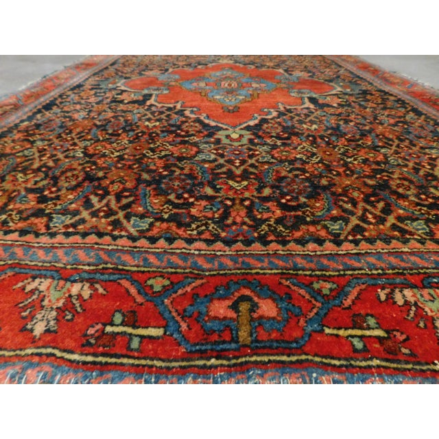 Blue Antique Hand Knotted Persian Bijar Rug - 4'2"x 5' For Sale - Image 8 of 13
